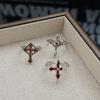 Gothic Spice Girl Red Enamel Zircon Cross Tide Opening Ring Sweet Cool Dark Premium Ring
