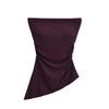 Irregular Slit Padded Bandeau Summer Top with Ruched Waist