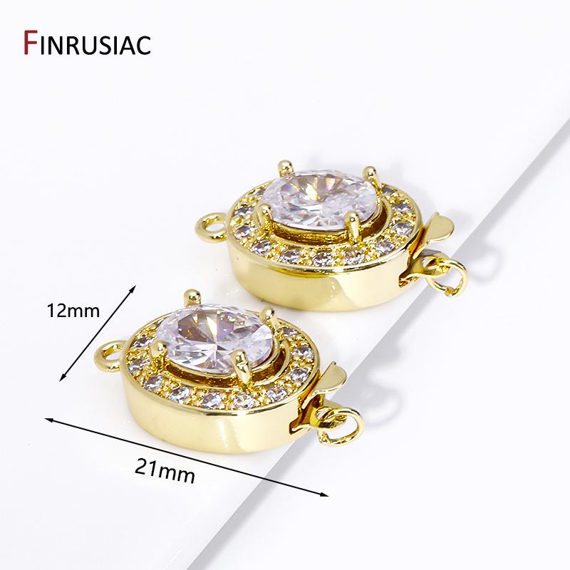 

Trendy 18K Gold Plated Brass Oval Inlaid Zircon Insert Clasps Connector Clasp Fastener For DIY Jewelry Making Supplies 1 pieces