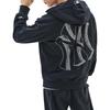 MLB Mega Logo NY Sweatshirts Unisex Carbon Gray Hooded Moderate Cardigan 3ATRB0334-50CGS