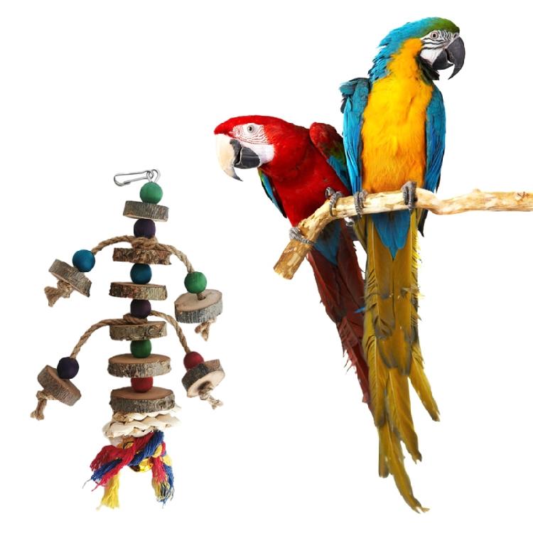 Bird Chewing Toy Parrot Cage Toys Wooden Blocks for Small Medium Parrots Birds