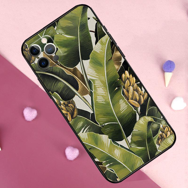 Tropical Leaf Pattern Phone Case For iPhone 17 Pro Max 11 14 15 16 Pro Max Plus 12 13 Mini 17 Air 16e Back Cover