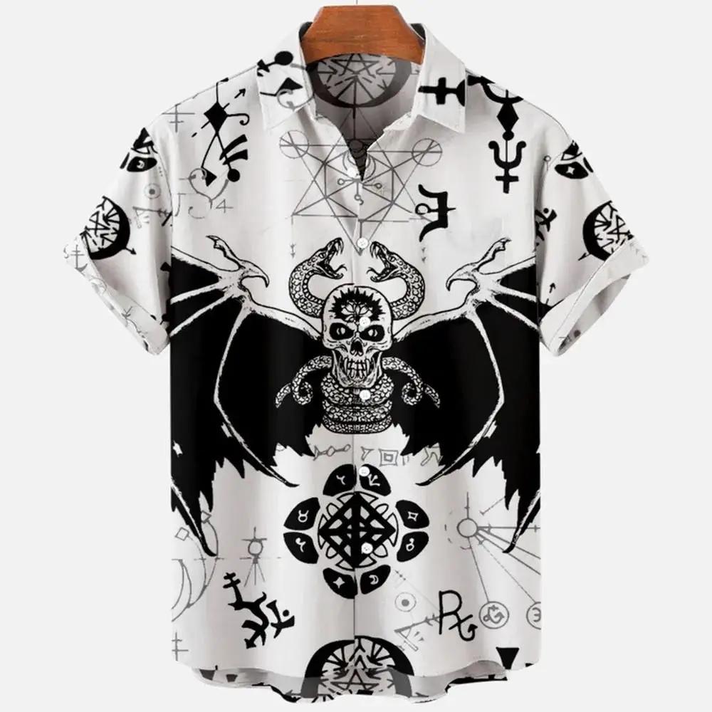 Demonic Horror 3D Printed Hawaiian Shirt Men's Loose Breathable Summer Short Sleeve