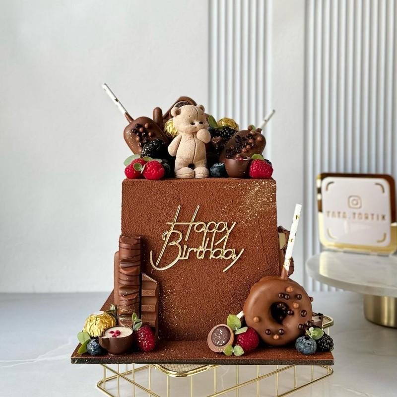 6pcs Happy Birthday Cake Toppers Rose Gold Acrylic Side Birthday Cake Decoration Cake Topper for Baby Dessert Decoration