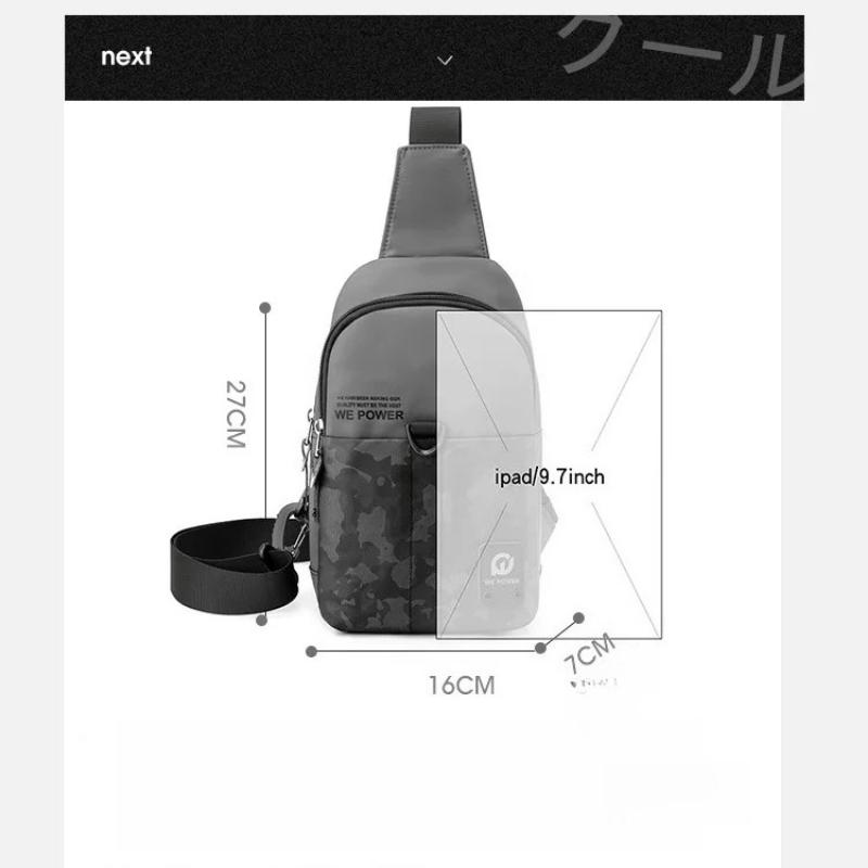 Nylon Men High Quality Chest Bag Large Capacity Outdoor Travel Shoulder Bag Waterproof Casual Crossbody Messenger Bag