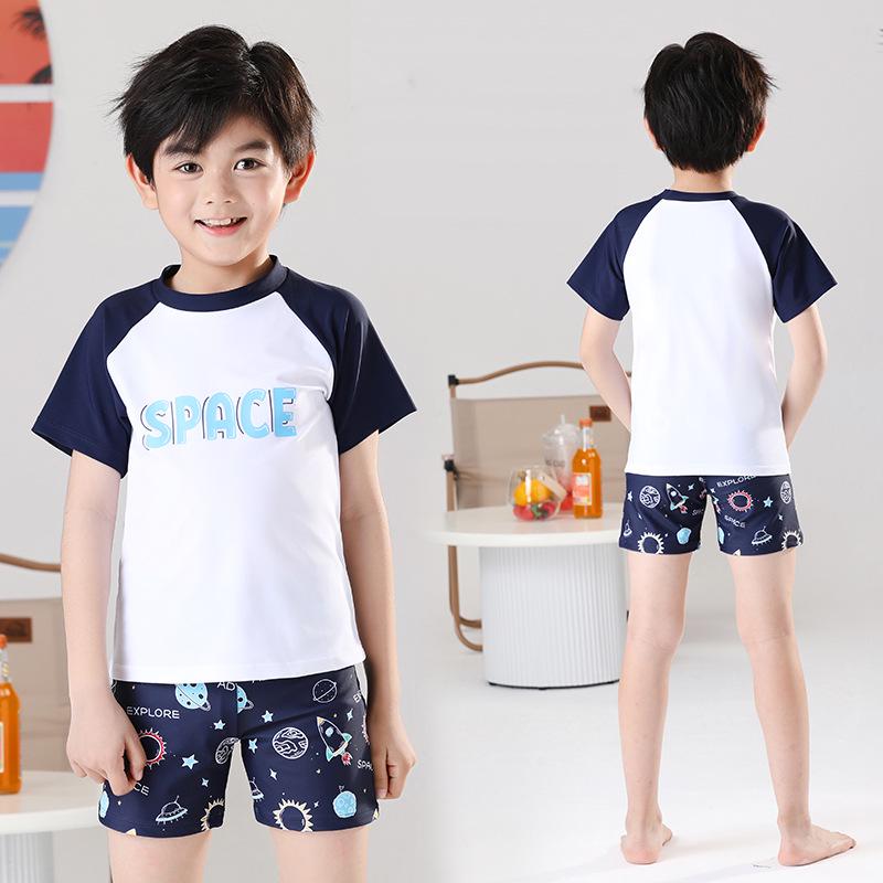 Boy s Sporty Two-Piece Quick-Dry Swimsuit Set for Toddlers  Kids 3XL