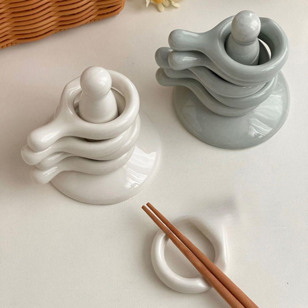 6pcs Ceramic Chopsticks Rack Home Ornament Spoon Rest New Chopstick Holders Dining Table Decoration