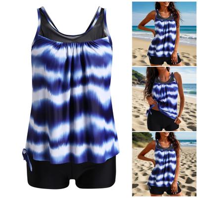 2 Teile/satz Sommer Tankini Set Farbverlauf Sling Tops Hohe Taille Badehose Set Gestreiften Design Beachwear Urlaub Bademode