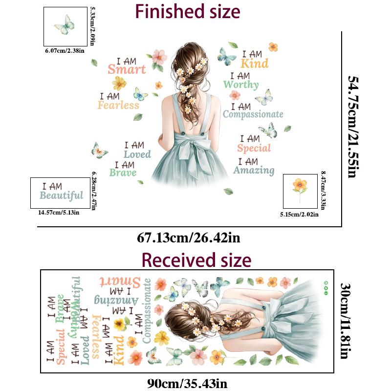 Sunflower Confident Girl Wall Sticker Self-Adhesive Inspirational Quotes Women Bedroom Decoration Headboard Decals