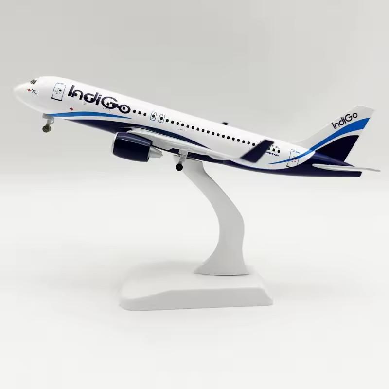 19CM Airplane Scale A320 Indigo Airlines Plane Model Metal Alloy Passeng W Landing Gears Replica Collected Gift