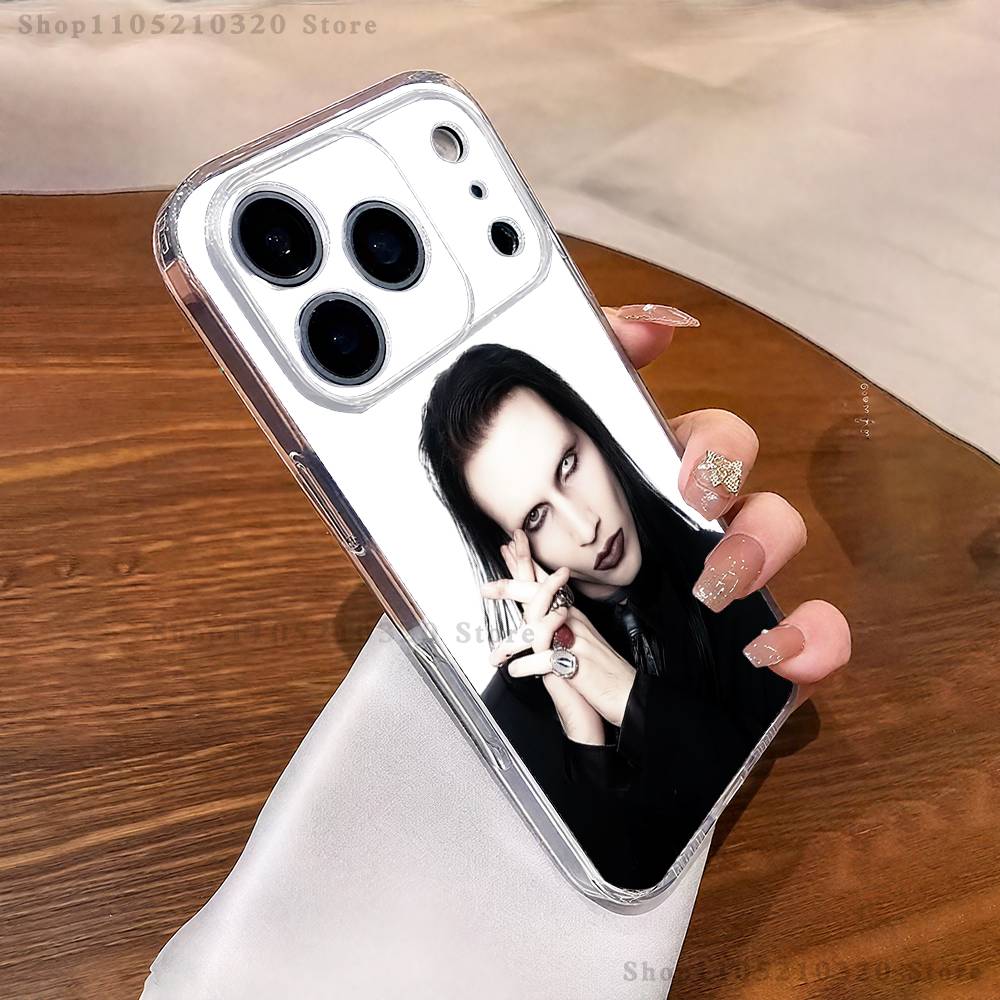 M-Marilyn M-Manson Phone Case For iPhone 17,16,15,14,13,12,11 Pro,Max,Plus,XR,Mini,E Clear Full-coverage Soft Cover