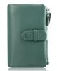 Bifold Genuine Short Wallet with Coin 18 Card Bill Large Double Button and Double Zipper Perfect for or As a Gift [F.ZH] Women's Wallet, Leather,