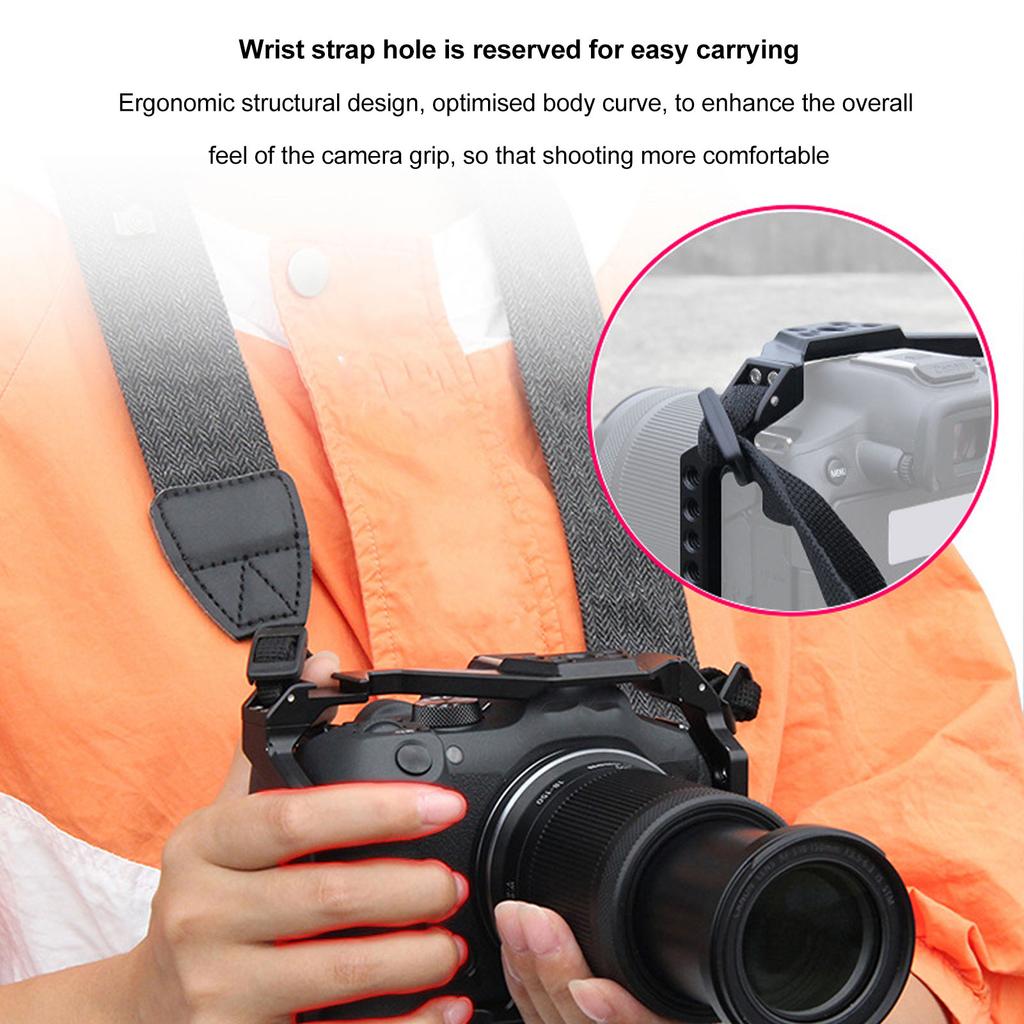 Camera Cage with Cold Shoe 1/4inch 3/8inch Threaded Hole Aluminum Alloy Camera Video Rig for 70D 80D