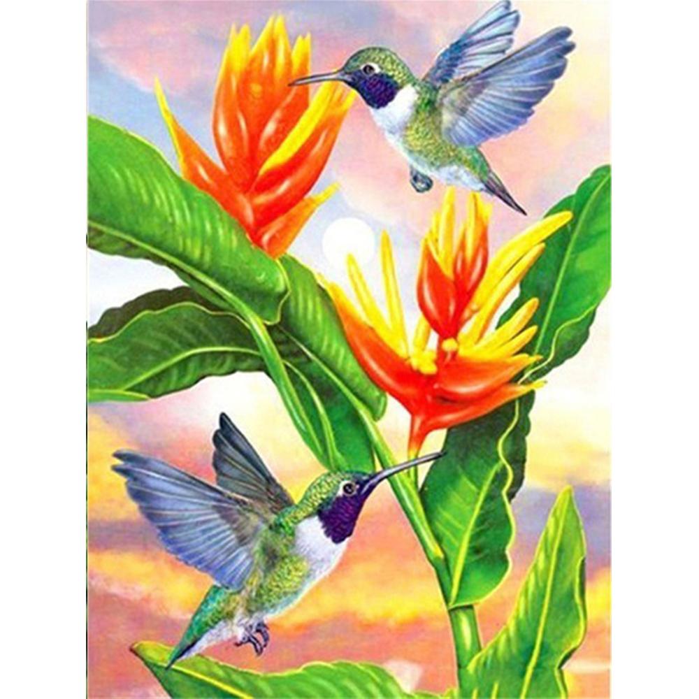 Vollquadratischer runder Bohrer Diamantmalerei Vogel Tier Strass Kit 5D Diamant Stickerei Blume Bastelset Dekor für Zuhause
