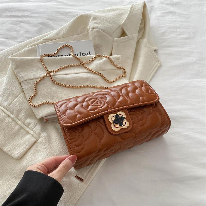 2024 New Fashion Street Style Small Bag Women Bag With Unique Design Chain Bag Personality Crossbody Small Square Bag коричневый