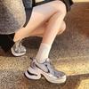 Grape mother same summer fashionable lace-up casual sports shoes breathable mesh thick sole heightening dad shoes women