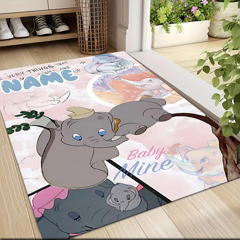 Custom Name "Baby Dumbo Adventure" Carpet Rug Customizable Soft Washable Anti-Slip Home Living Room Sofa Mats Personalized Rug. 0909387