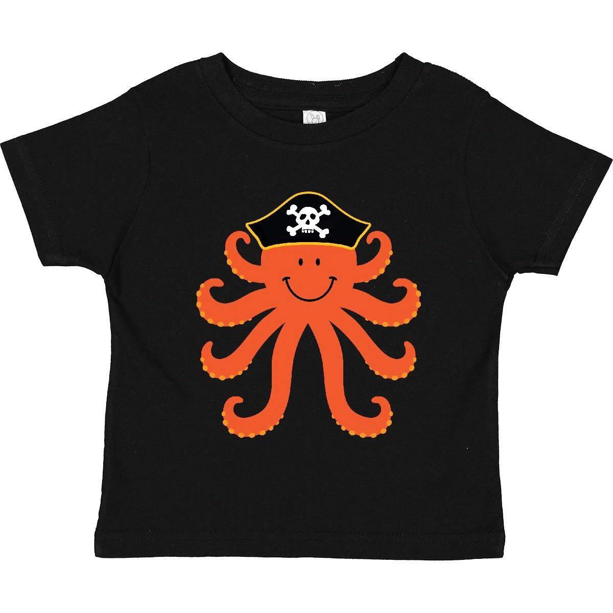 Inktastic Pirate Octopus Kids Funny Toddler T-Shirt Ocean Sea Child Preschooler 110