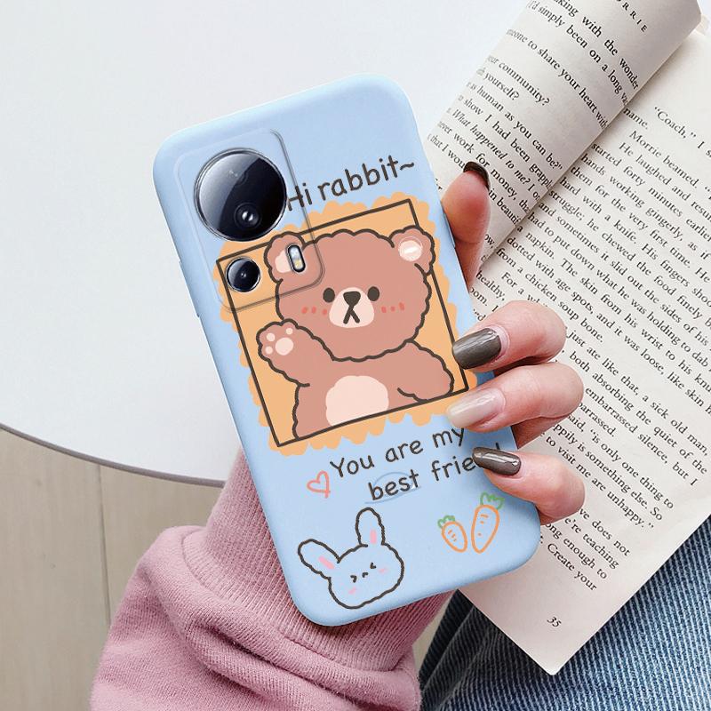 For Xiaomi 13 Lite Phone Case Cute Fashion Heart Flowers Soft Silicone Bumper Cover For Xiaomi13 Lite Fundas Shell Cartoon Gifts