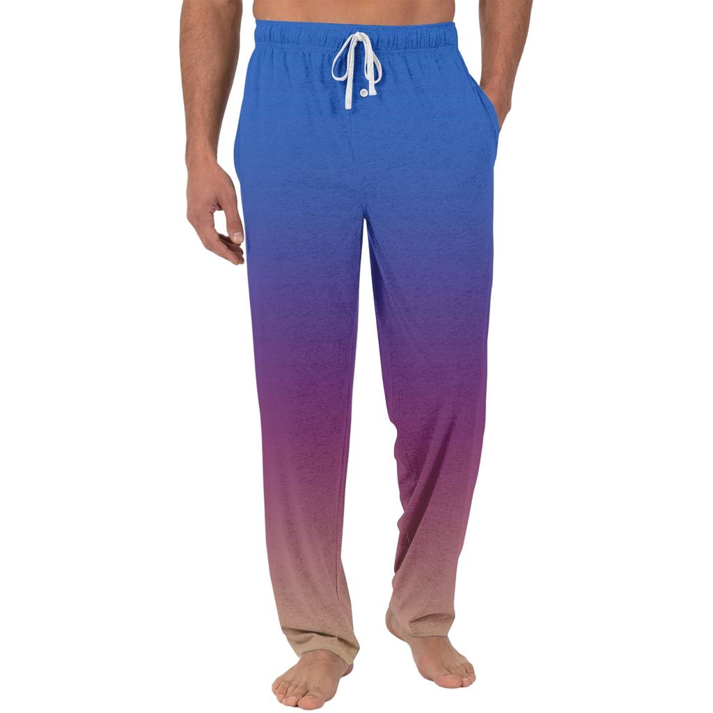 Herren Freizeit-Pyjamahose mit Taschen | Krawatte, Farbverlauf bedruckt, Leinwandbindung, lockere Passform elastischer Bund für Zuhause