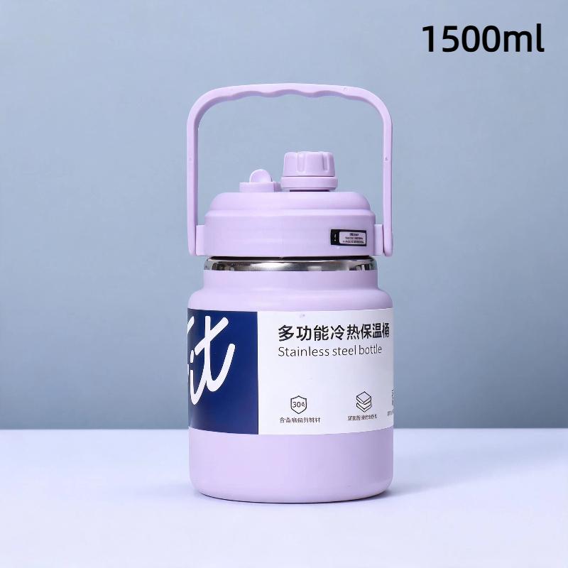 Stainless Steel Insulated Water Jug Food Grade Leak Proof Lid 24H Heat Cold Retention for Picnic Beach Trips