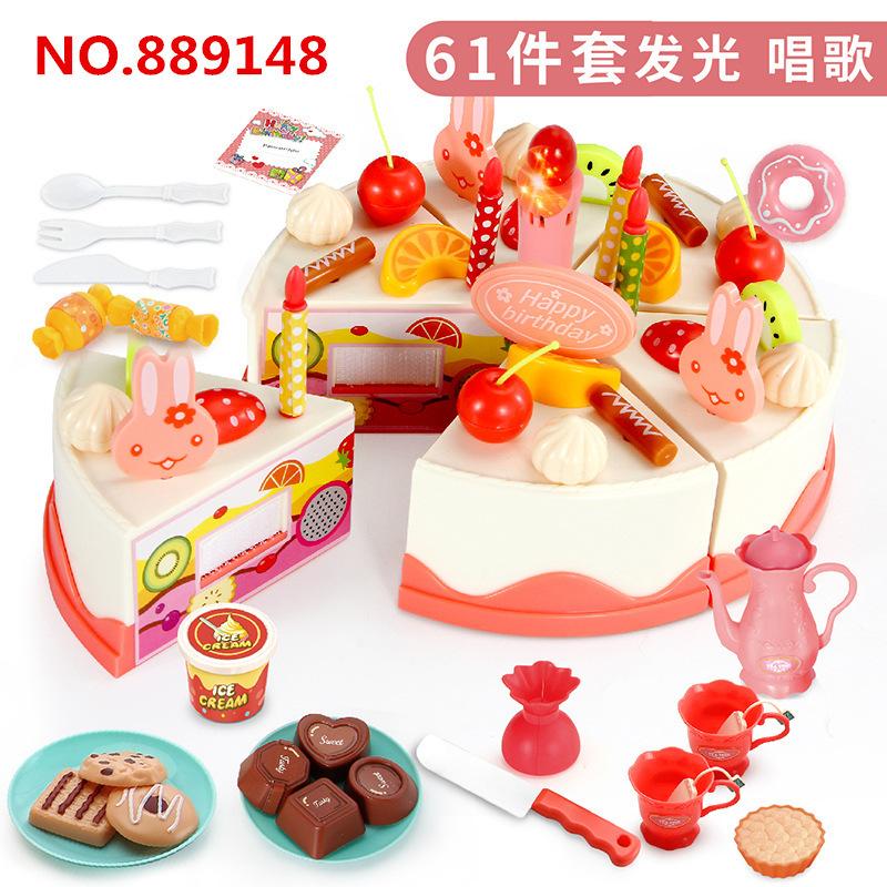 Cecile Fruit Diy Cake Toy Music Electric, Birthday Gift Simulation Play House Kitchen Girl Toy