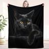 Soft Black Cat Flannel Throw Blanket Warm  Machine Washable Perfect for Bed Sofa Office Travel Camping  Home Textiles