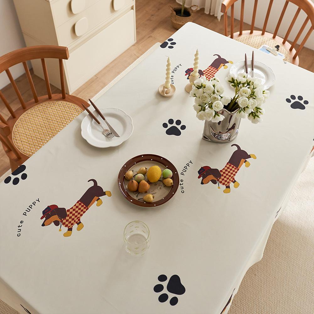 Special-Shaped Waterproof Cartoon Dopamine Table Cloth Living Room Coffee Table Desk Peach Skin Velvet Light Luxury Anti-Scald Tablecloth Decoration