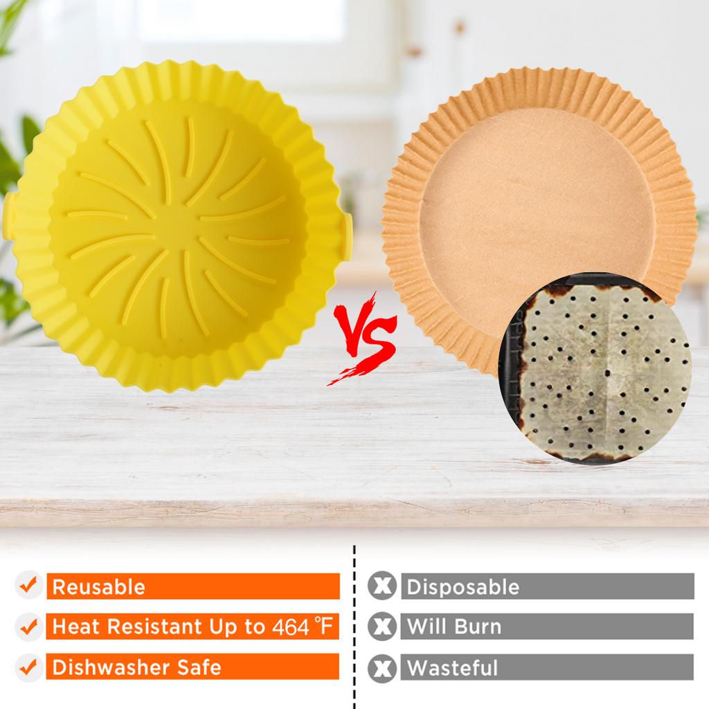 3/2pc Air Fryer Silicone Liner Soft Baking Pan Reusable Airfryer Oven Baking Tray Fruit Wash Basket Pizza Pan Liner Accessories