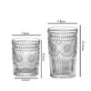 300ml/350ml Sunflower Pattern Glass Cup Exquisite Beer Glass Vintage Relief Water Cup Juice Milk Tea Mugs Household Drinkware