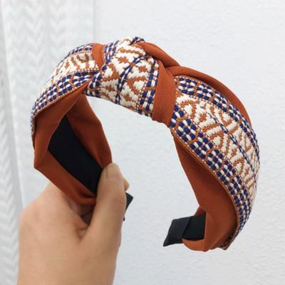 Damen Retro Breitkrempiges Gewebtes Band Haaraccessoire, Hongkong-Stil, Ethno-Stil, Vielseitig, Gesichtswäsche, Rutschfeste Haarspange