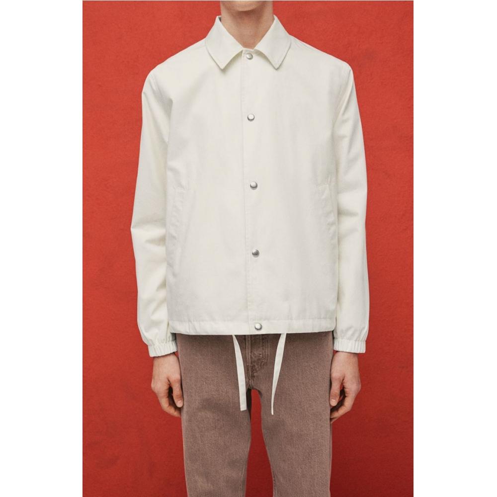 H M Regular Fit Canvas coacH Jacket wHite