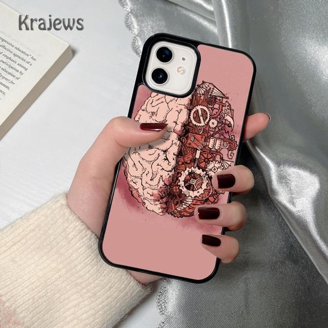Krajews Anatomy Brain soft Phone Case Cover For iPhone 17 Air 16 15 14 plus 12 13 pro max coque Shell Fundas