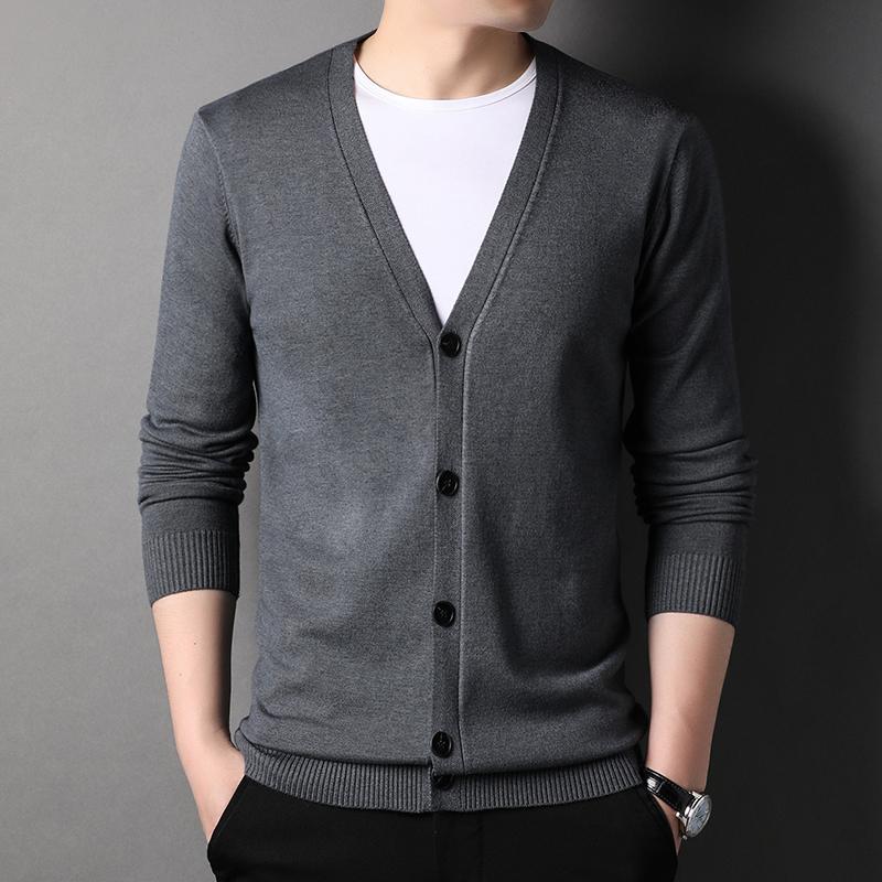 Men's V-Neck Sweater Cardigan Autumn Winter Soft Simple Knitwear Jacket Fashion Casual Versatile Trend Menswear
