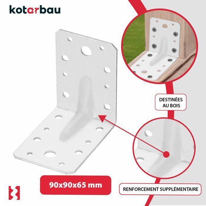 Équerres De Fixation - KOTARBAU - 90 X 90 X 65 Mm - Acier Galvanisé - Lot De 12 - Raccord D'angle
