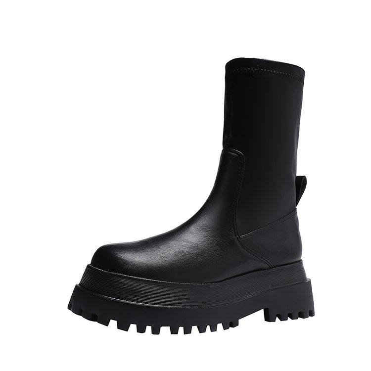 Fashion Brand Women Shoes 2024 New Round Toe Platform Women's Boots Comfortable Non-slip Slip-on Female Ankle Boots Fashion Goth Shoes