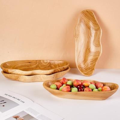 Drewniana Taca na Owoce, Ręcznie robiona nieregularny design, lite drewno, Miska do serwowania przekąsek, Organiczna domowa kuchenna miska do serwowania owoców, orzechów