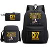 Set Zaino Scolastico Cristiano Ronaldo per Bambini Ragazzi Ragazze 15L Tessuto Oxford Borsa a Doppia Tracolla con Spallacci Imbottiti Traspiranti