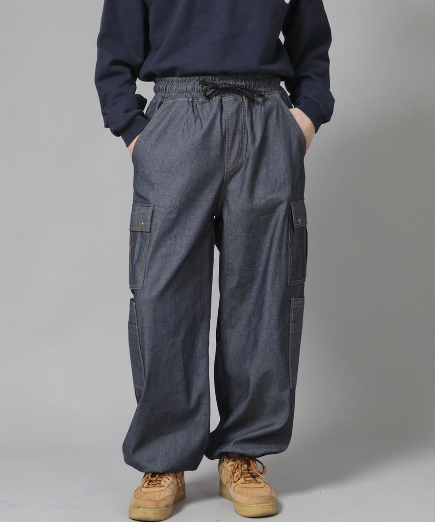 Seinteukeulu Double Cargo String Jogger Pants Dcj-338 Denim Light Indigo