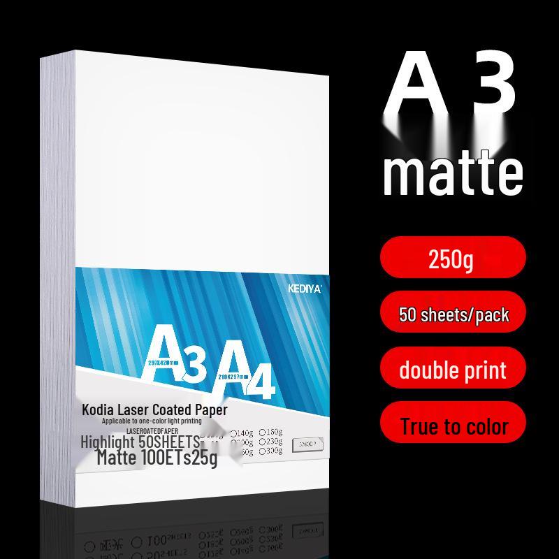 Double-Sided Matte Laser Photo Paper - A4/A3, 128/160/200/250gsm