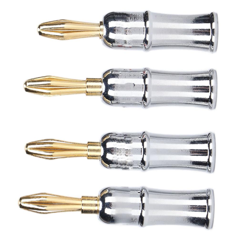Preffair 4PCS Banana Plug Connector 24K Gold Plated Brass Banana Plug Six Leaf Banana Plug for Speakers BA1462