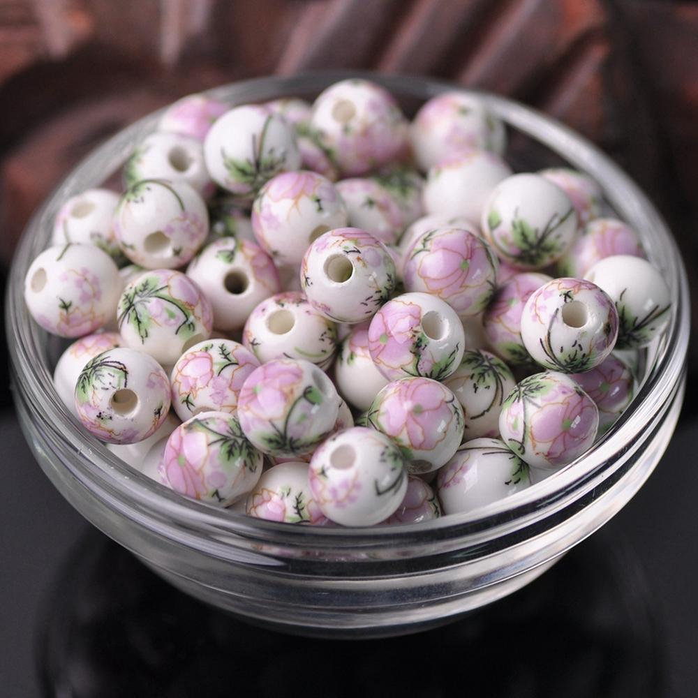 

20 шт. Круглые бусины-разделители из керамического фарфора с цветочными узорами, 10 мм, 12 мм, лот для DIY поделок, браслетов, аксессуары для изготовления ювелирных изделий 10mm-20pcs