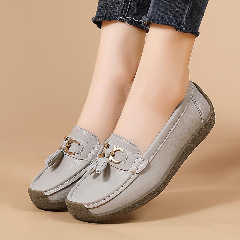 

Женские туфли на плоской подошве 35-41, кожаная обувь для отдыха, кожаная обувь для мамы и медсестры 41 серый