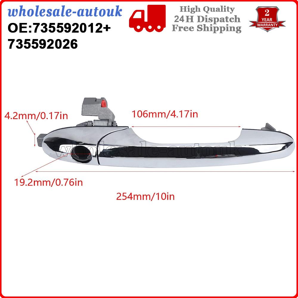 L+ R Side Outer Door Handle Fit For Fiat 500 595 695 07-16 735592026 735592012