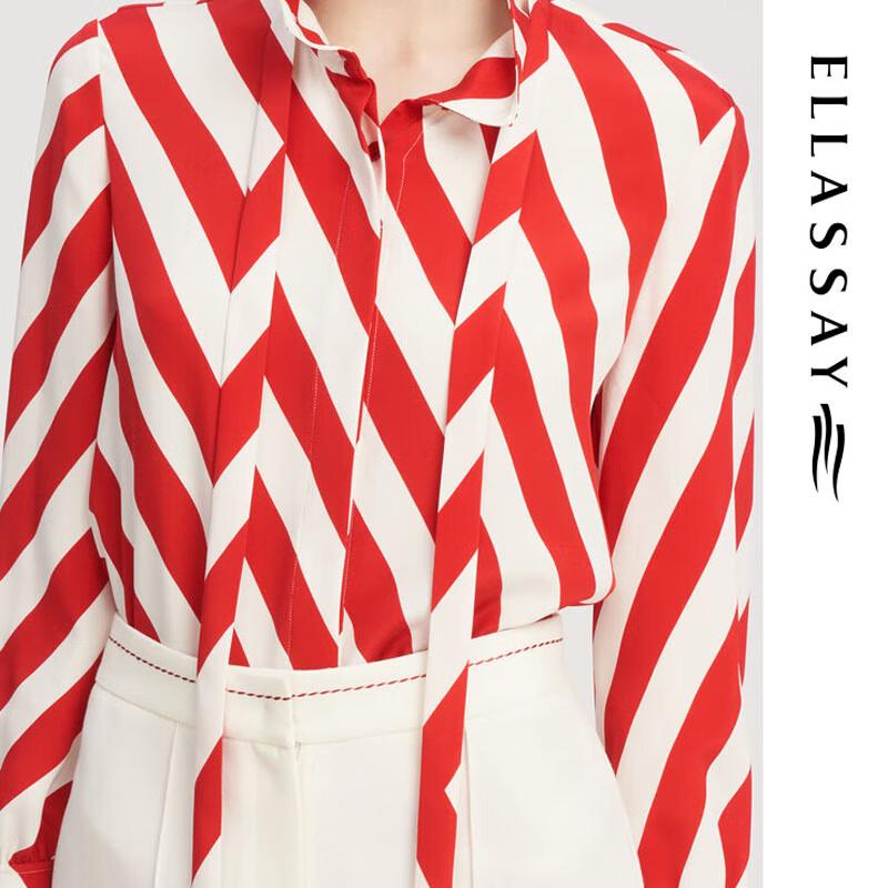 ELLASSAY Women's Mulberry Silk Diagonal Stripe Long-Sleeve Shirt
