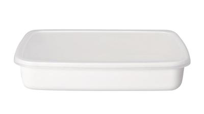 Recipiente de Armazenamento de Esmalte Nodahoro, Resistentes ao Calor, Quadrado, Retangular, Raso, Médio, com Tampa Selada, Transparente, Série Branca, Feito no Japão,