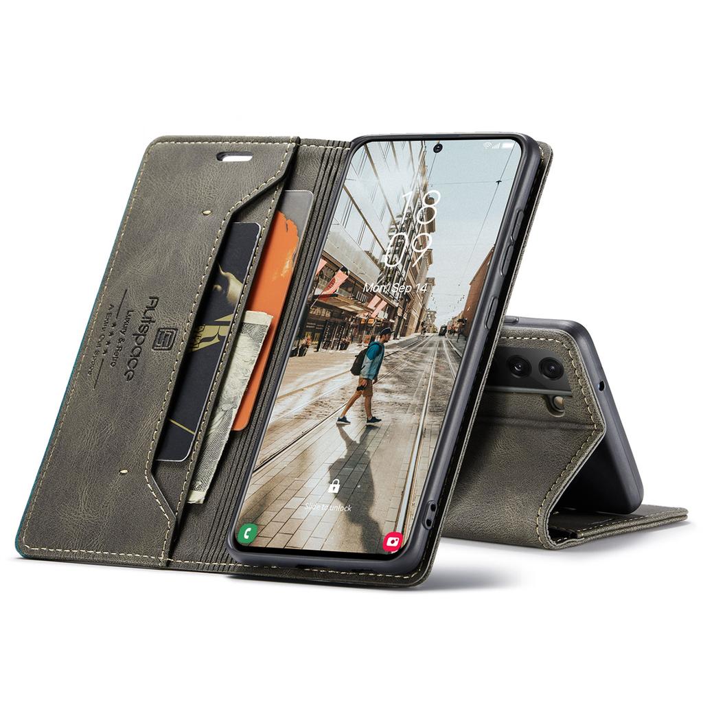 Premium Vintage Leather Wallet Case for Samsung Galaxy S21 FE- Flip Cover with Card Slots, Shockproof Retro Style (4 Colors)