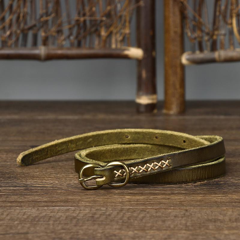 Curea decorativă subțire pentru damă, cataramă cu opt tipuri, cu haină, curea de femei din piele de vacă pură, cu tendințe de modă retro