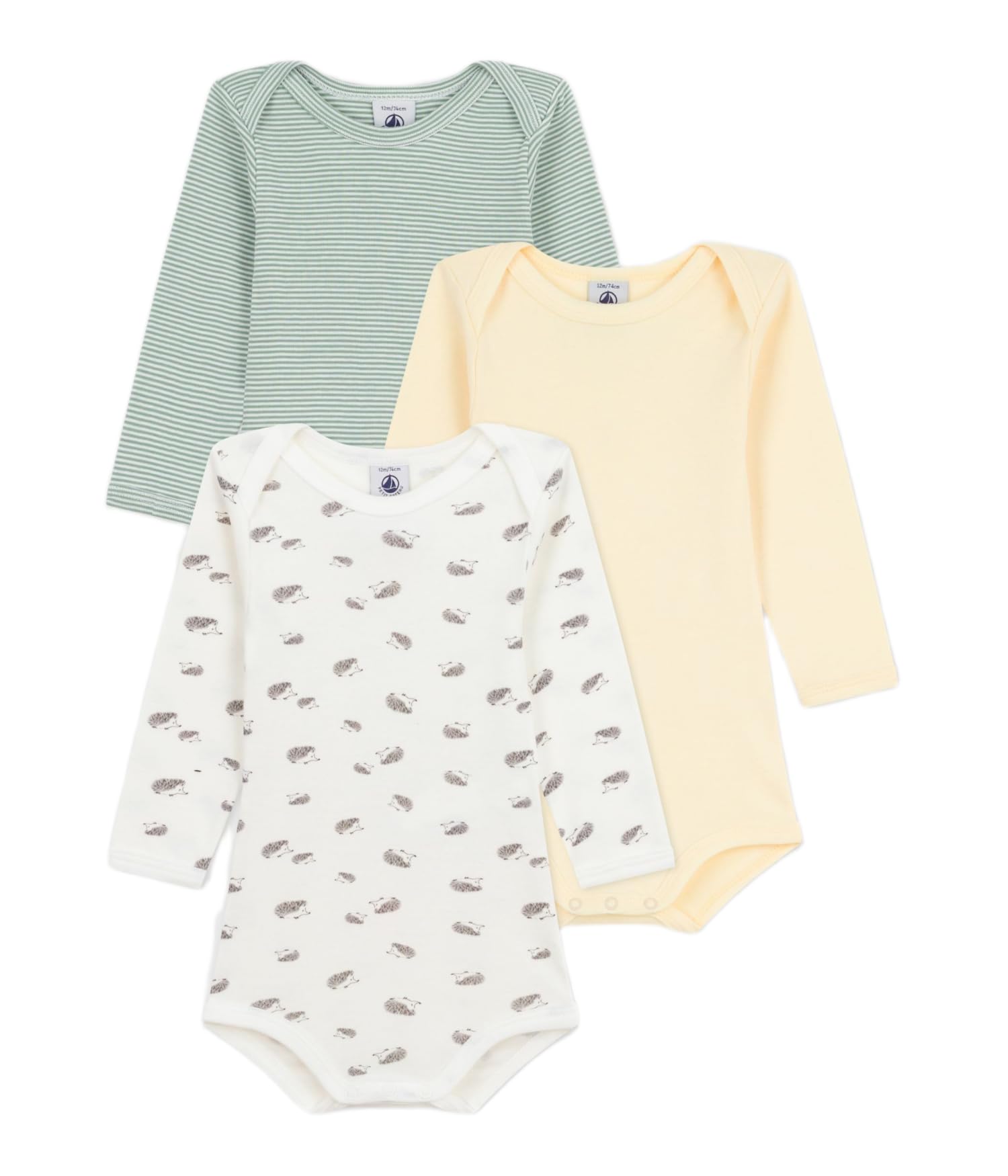 

Petit Bateau Long Sleeve Bodysuit Set Multicolor 18 81cm (3-Piece Set), 1, Months,