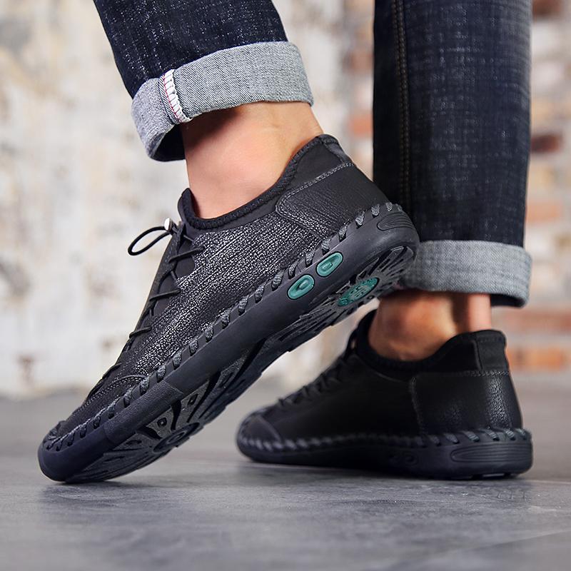 Classic Handmade Casual Leather Shoes Men Loafers Comfortable Moccasins Men Flats Shoes Genuine Leather Men Shoes